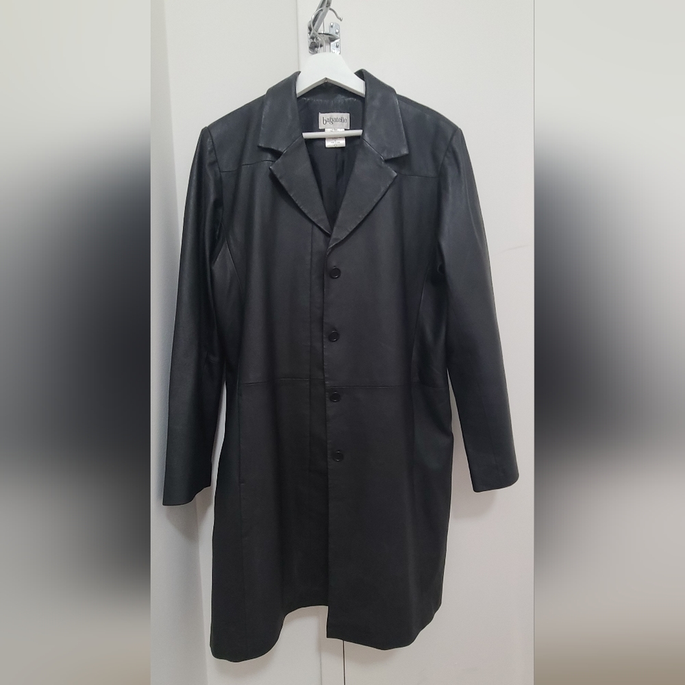Leather long jacket